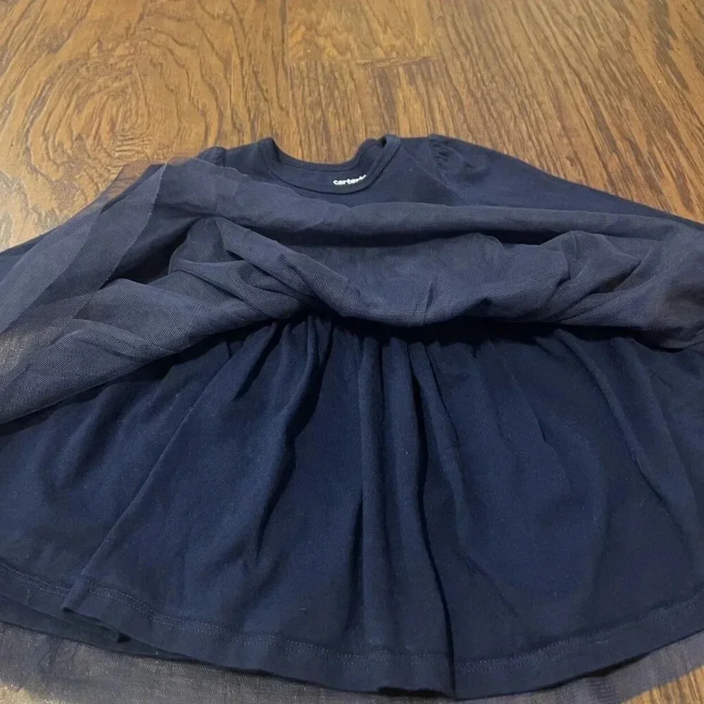 Carter's 9 Months Long Sleeve Navy Tulle Dress
